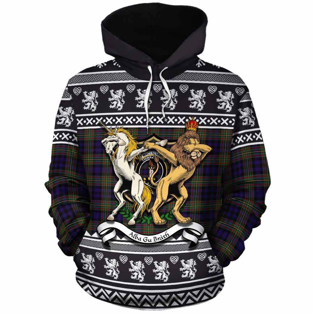 MacLellan (McLellan) Clan Tartan Crest Christmas Cotton Hoodie Coat of Arms Funny Style - Tartan Vibes Clothing