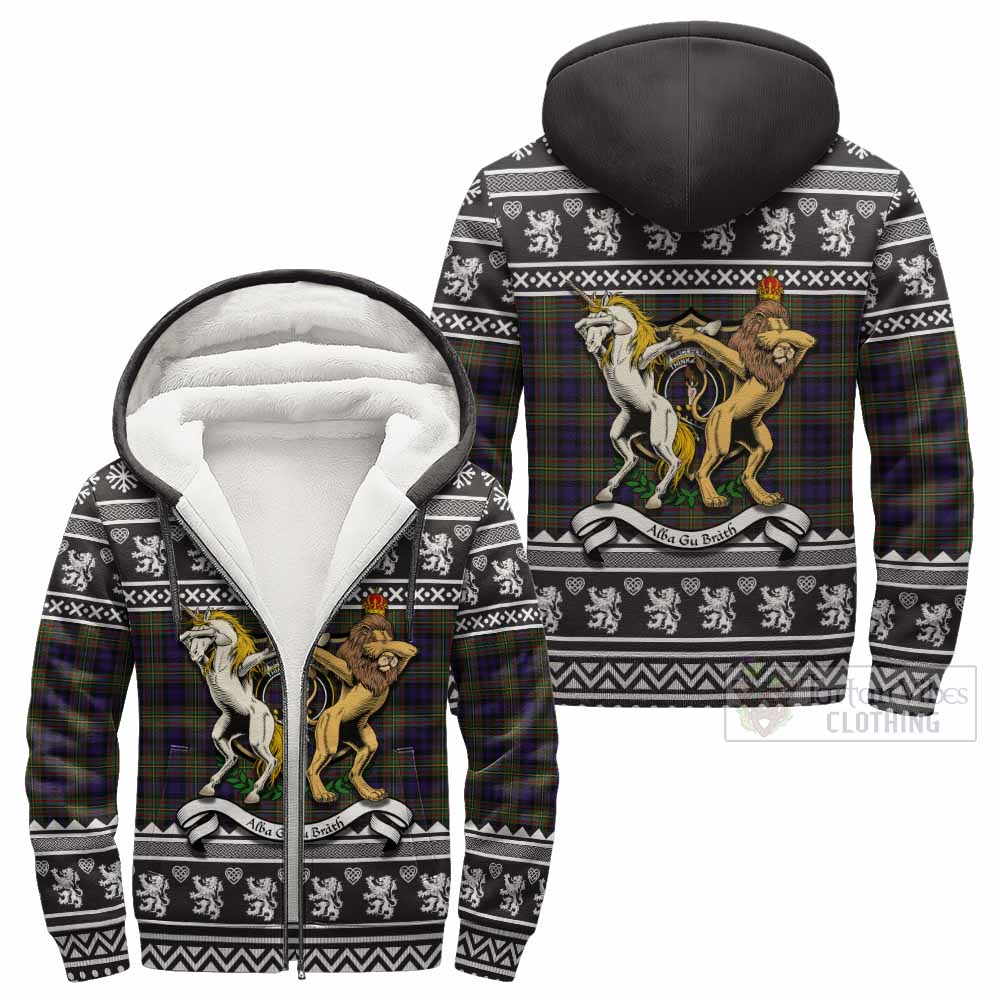 MacLellan (McLellan) Clan Tartan Crest Christmas Fleece Hoodie Coat of Arms Funny Style - Tartan Vibes Clothing