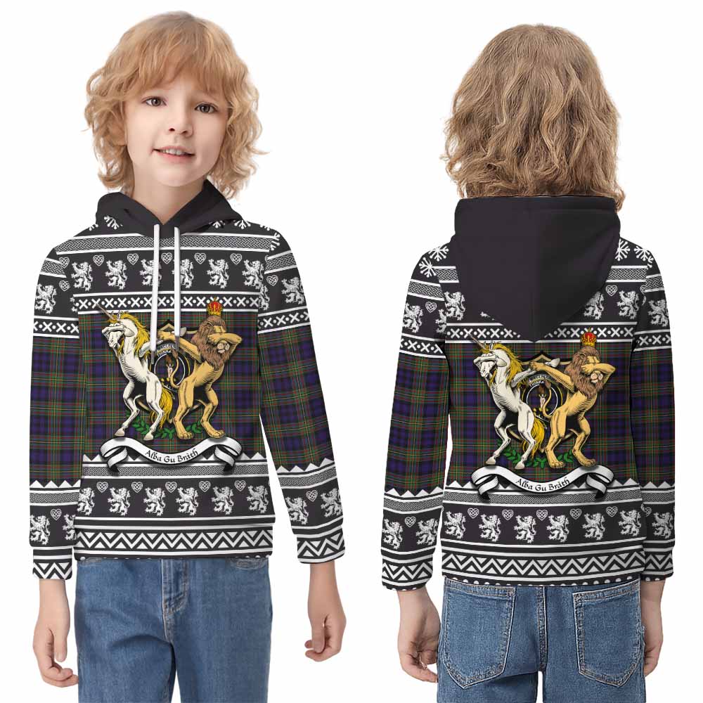 MacLellan (McLellan) Clan Tartan Crest Christmas Kid Hoodie Coat of Arms Funny Style - Tartan Vibes Clothing
