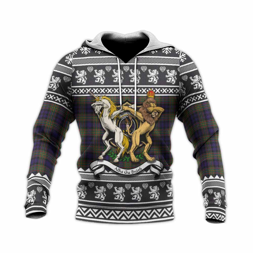 MacLellan (McLellan) Clan Tartan Crest Christmas Knitted Hoodie Coat of Arms Funny Style - Tartan Vibes Clothing