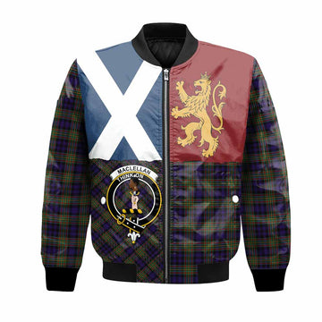 MacLellan (McLellan) Crest Tartan Bomber Jacket with Lion Rampant Saltire Style