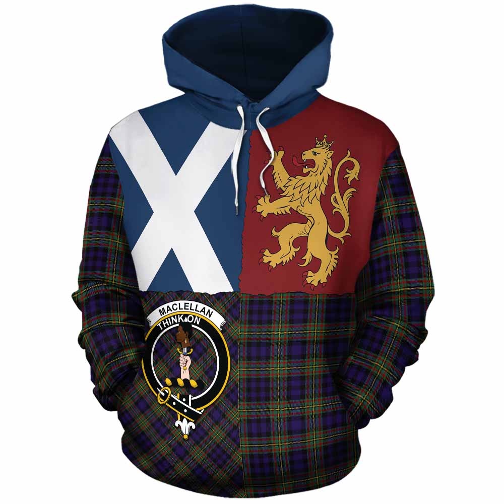 MacLellan (McLellan) Crest Tartan Cotton Hoodie with Lion Rampant Saltire Style - Tartan Vibes Clothing
