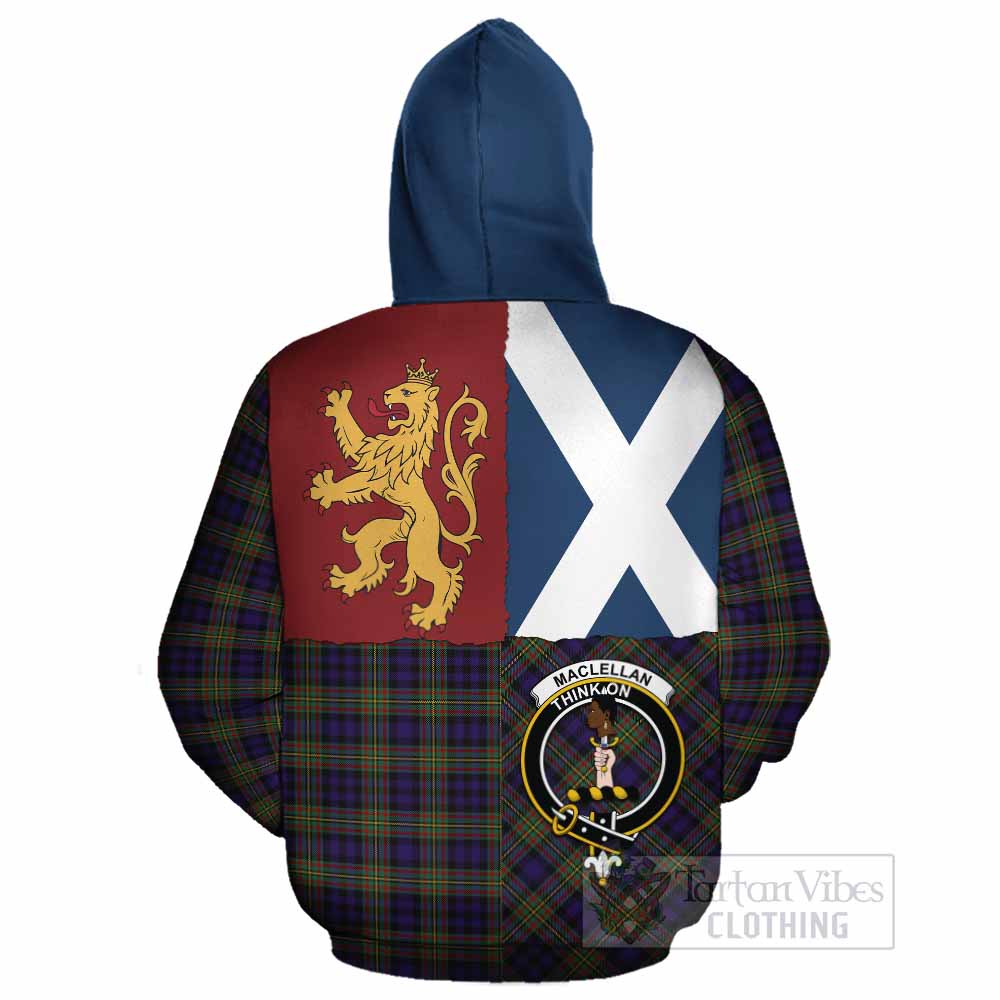 MacLellan (McLellan) Crest Tartan Cotton Hoodie with Lion Rampant Saltire Style - Tartan Vibes Clothing