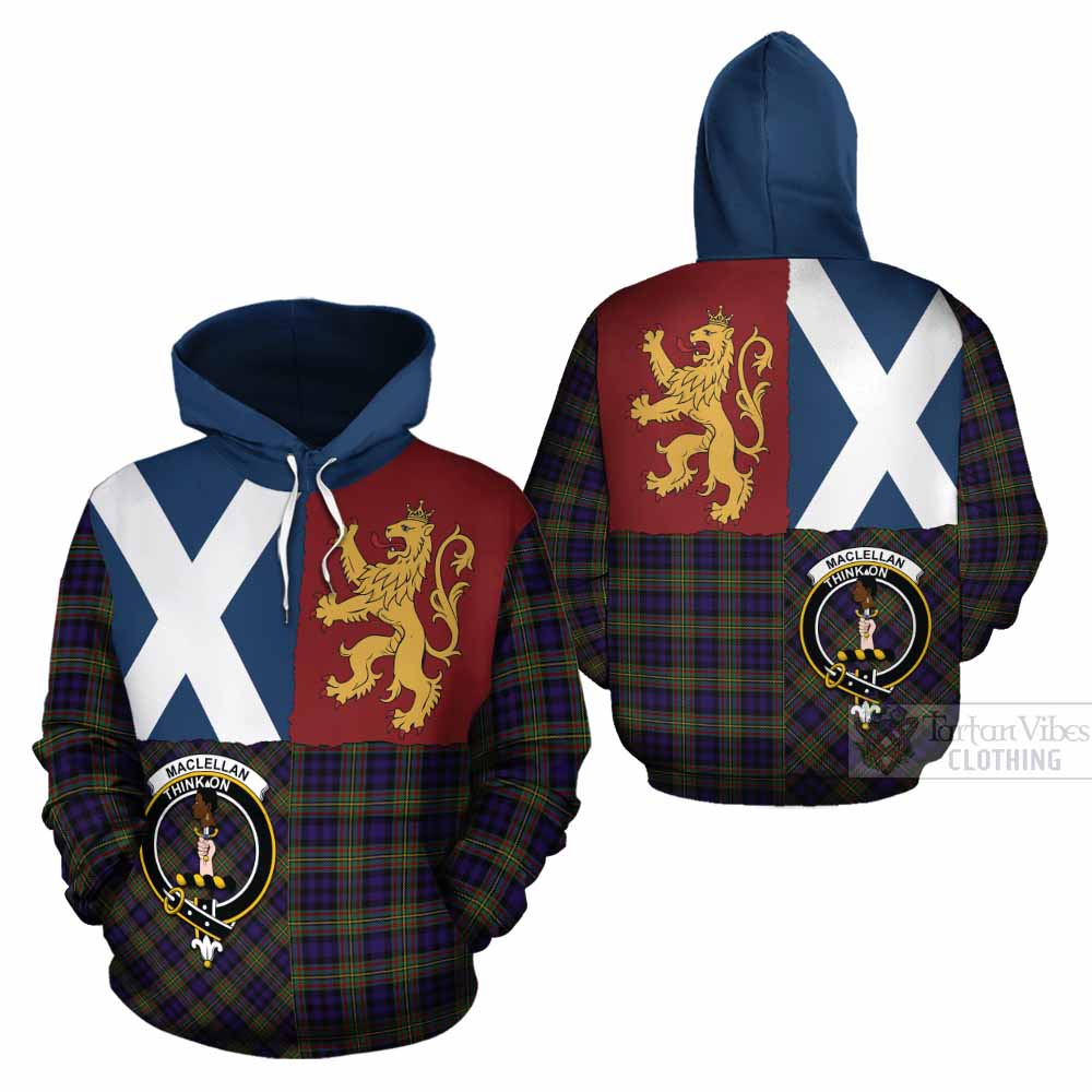 MacLellan (McLellan) Crest Tartan Cotton Hoodie with Lion Rampant Saltire Style - Tartan Vibes Clothing