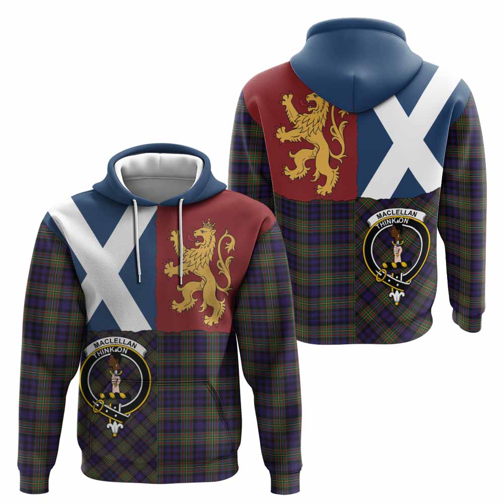 MacLellan (McLellan) Crest Tartan Hoodie with Lion Rampant Saltire Style