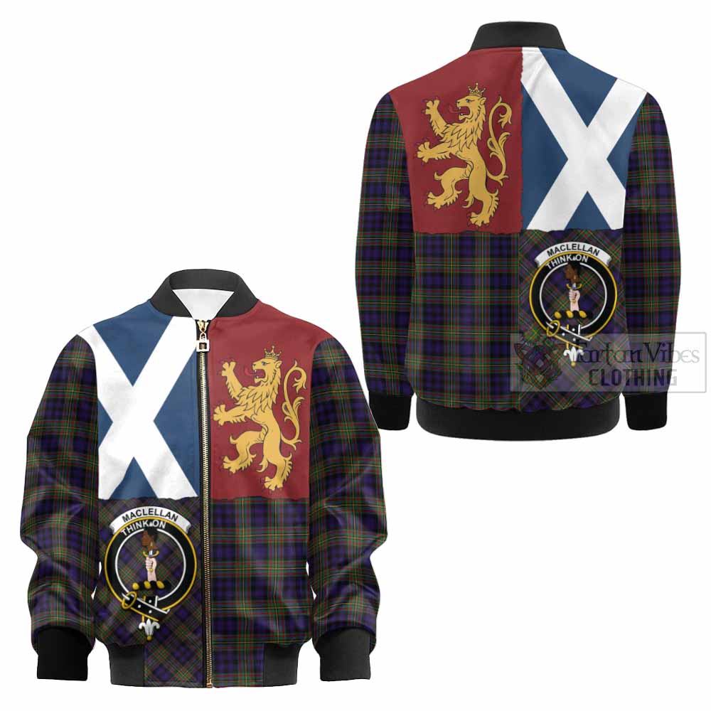 MacLellan (McLellan) Crest Tartan Kid Bomber Jacket with Lion Rampant Saltire Style - Tartan Vibes Clothing