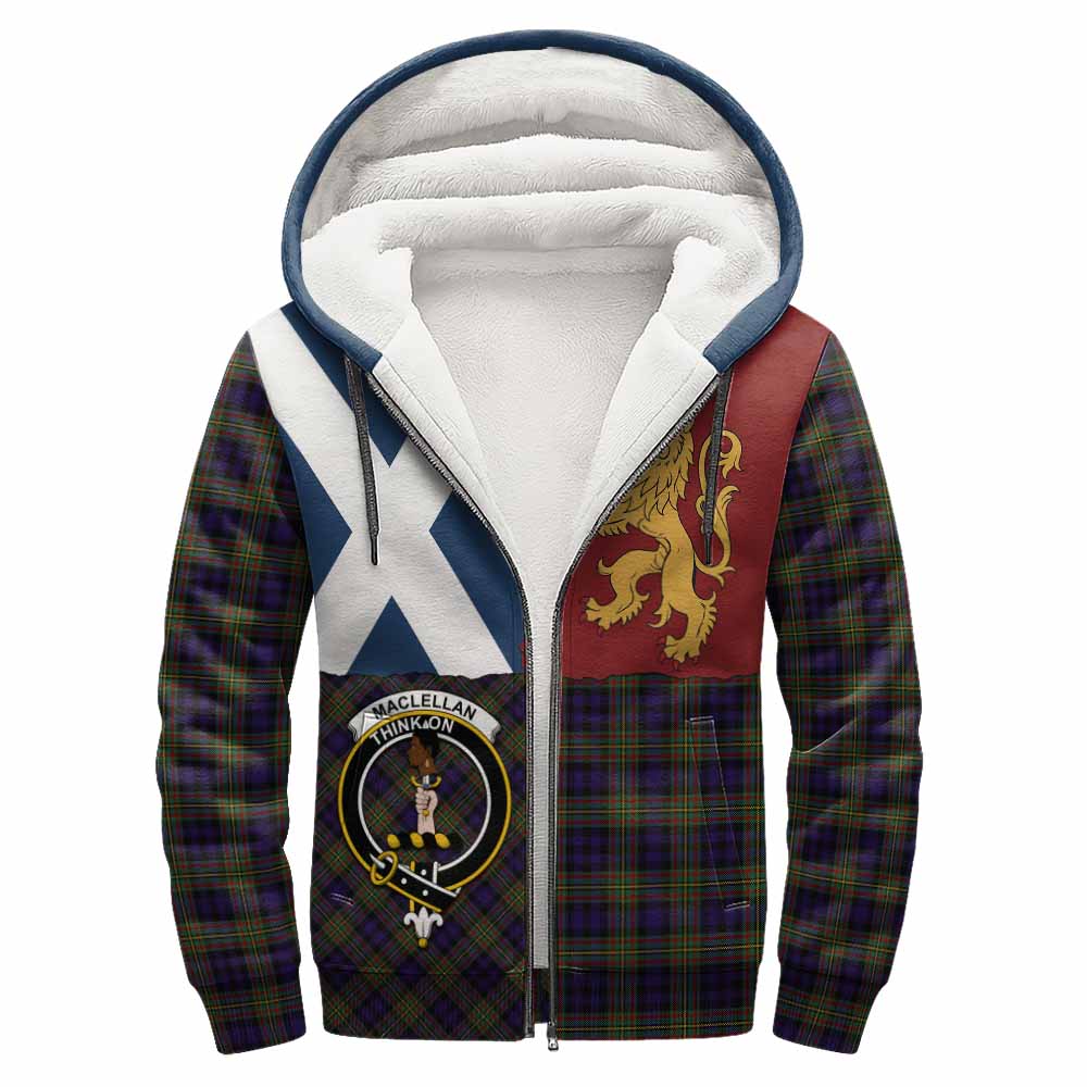MacLellan (McLellan) Crest Tartan Sherpa Hoodie with Lion Rampant Saltire Style
