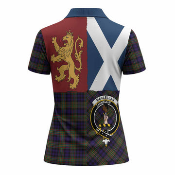 MacLellan (McLellan) Crest Tartan Women Polo Shirt with Lion Rampant Saltire Style