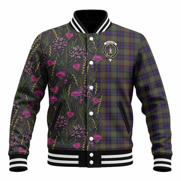 MacLellan (McLellan) Family Crest Tartan Baseball Jacket Scottish Thistle Flower Pattern Half Style
