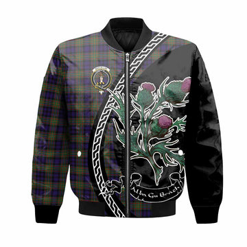 MacLellan (McLellan) Family Crest Tartan Bomber Jacket Alba Thistle Inspired