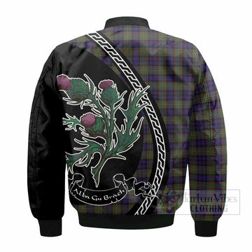 MacLellan (McLellan) Family Crest Tartan Bomber Jacket Alba Thistle Inspired