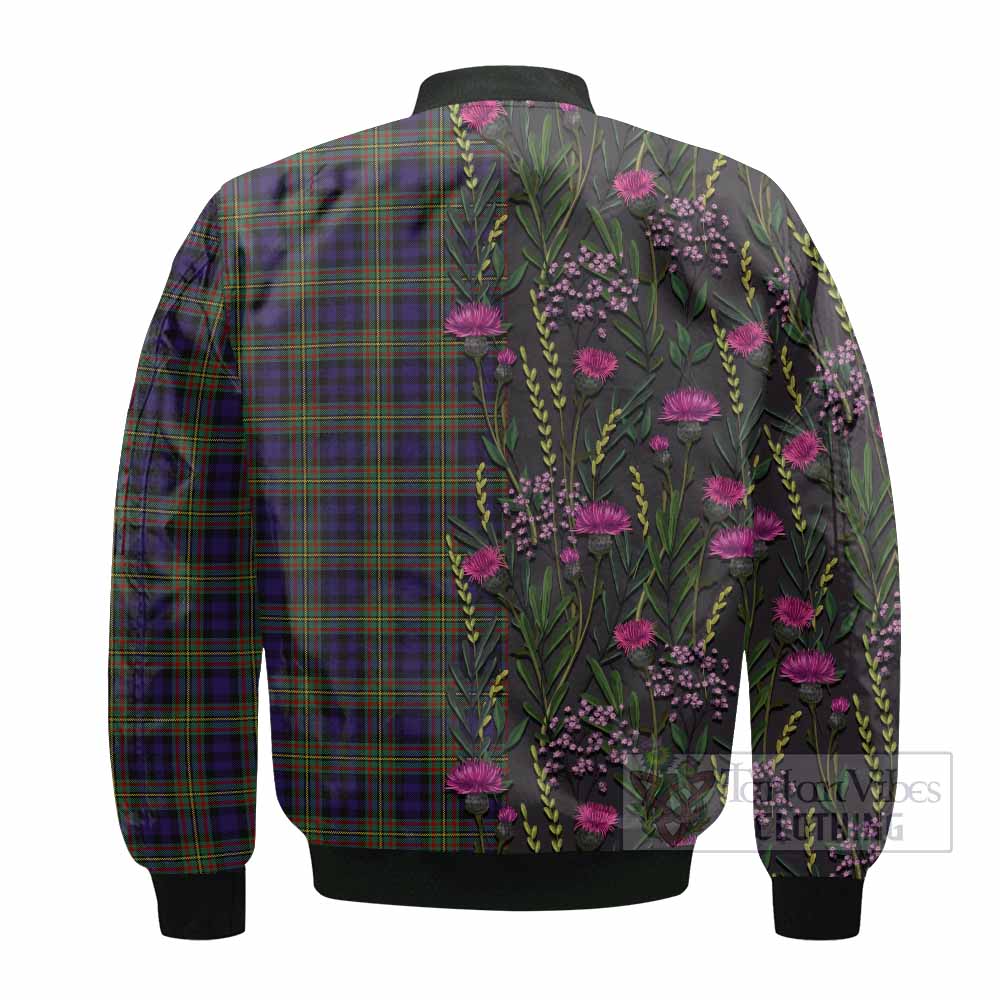 MacLellan (McLellan) Family Crest Tartan Bomber Jacket Scottish Thistle Flower Pattern Half Style - Tartan Vibes Clothing