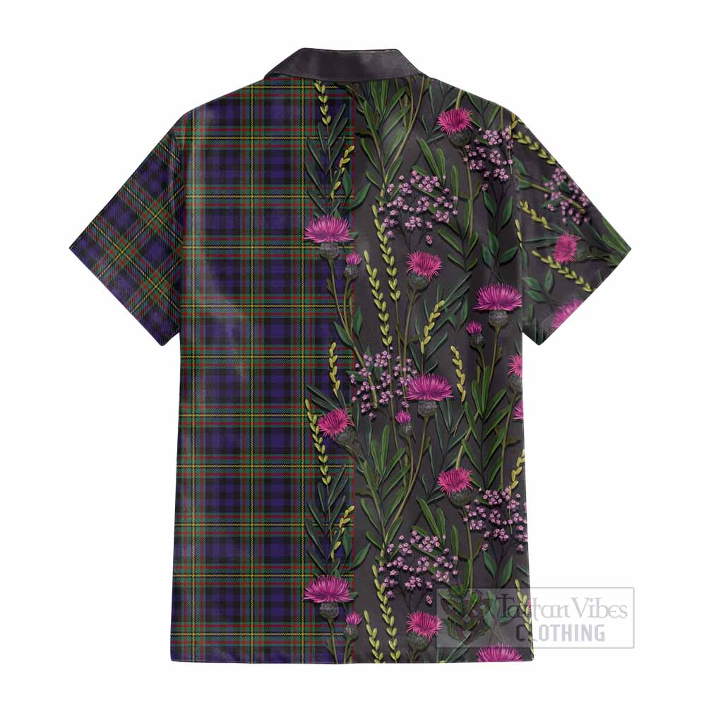 MacLellan (McLellan) Family Crest Tartan Cotton Hawaiian Shirt Scottish Thistle Flower Pattern Half Style - Tartan Vibes Clothing