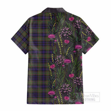 MacLellan (McLellan) Family Crest Tartan Cotton Hawaiian Shirt Scottish Thistle Flower Pattern Half Style - Tartan Vibes Clothing