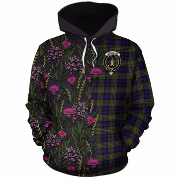 MacLellan (McLellan) Family Crest Tartan Cotton Hoodie Scottish Thistle Flower Pattern Half Style