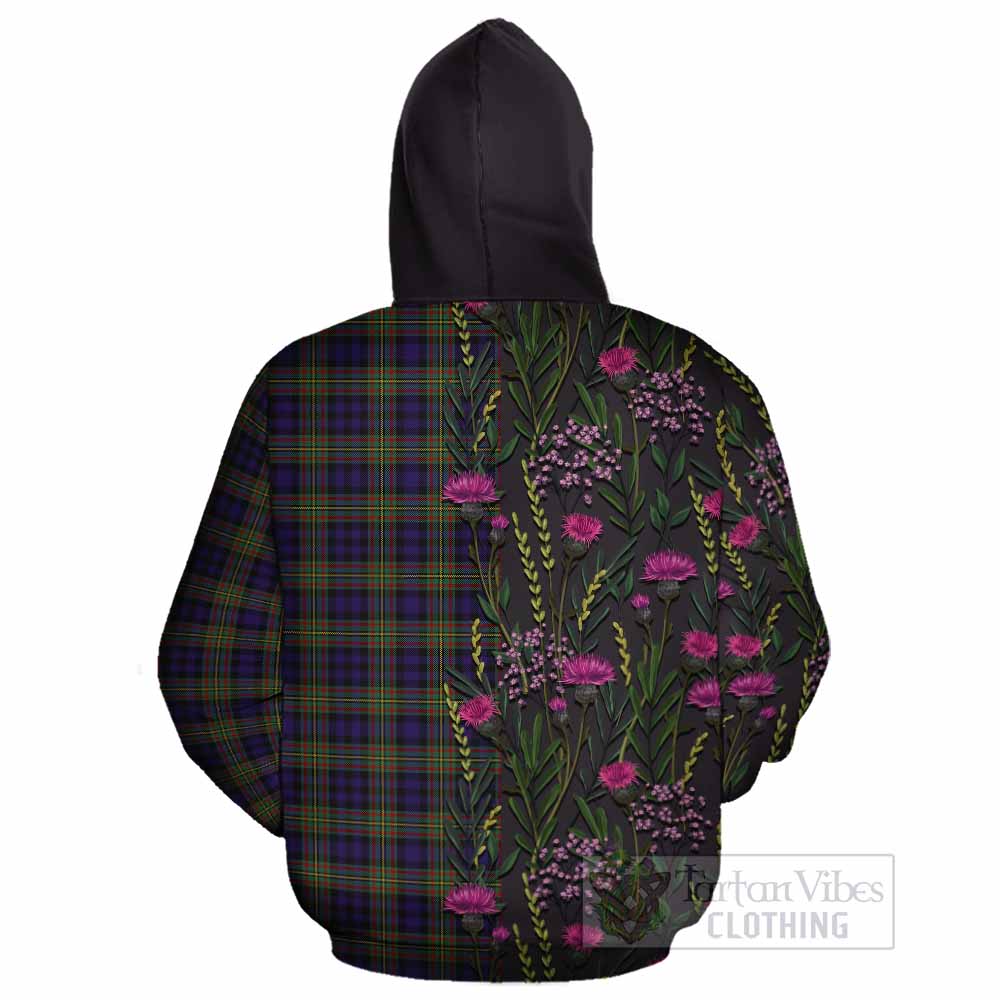 MacLellan (McLellan) Family Crest Tartan Cotton Hoodie Scottish Thistle Flower Pattern Half Style - Tartan Vibes Clothing