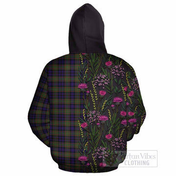 MacLellan (McLellan) Family Crest Tartan Cotton Hoodie Scottish Thistle Flower Pattern Half Style