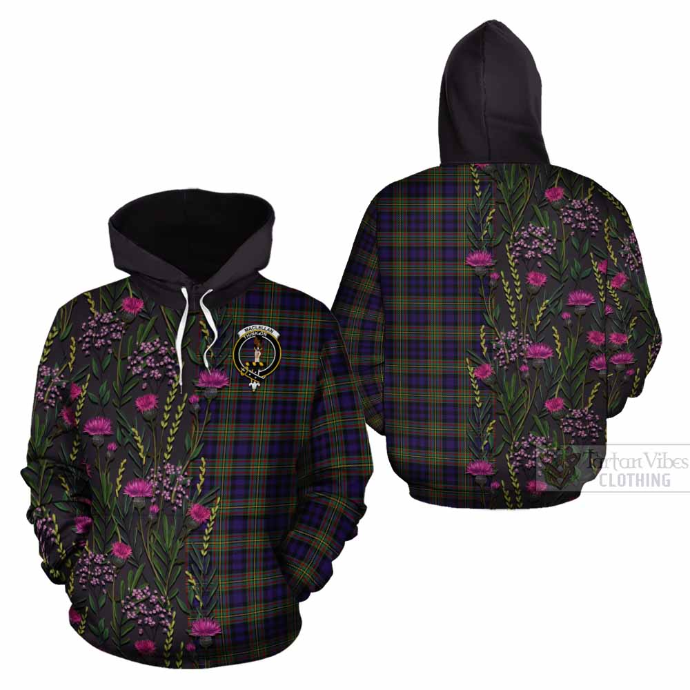 MacLellan (McLellan) Family Crest Tartan Cotton Hoodie Scottish Thistle Flower Pattern Half Style - Tartan Vibes Clothing