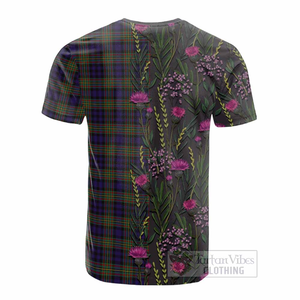 MacLellan (McLellan) Family Crest Tartan Cotton T-shirt Scottish Thistle Flower Pattern Half Style - Tartan Vibes Clothing