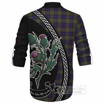 MacLellan (McLellan) Family Crest Tartan Ghillie Shirt Alba Thistle Inspired