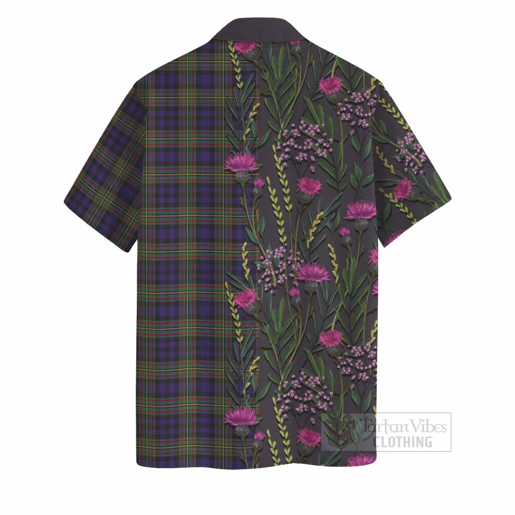 MacLellan (McLellan) Family Crest Tartan Hawaiian Shirt Scottish Thistle Flower Pattern Half Style - Tartan Vibes Clothing