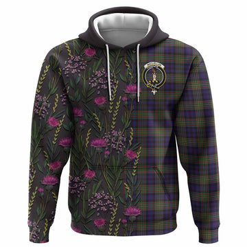 MacLellan (McLellan) Family Crest Tartan Hoodie Scottish Thistle Flower Pattern Half Style