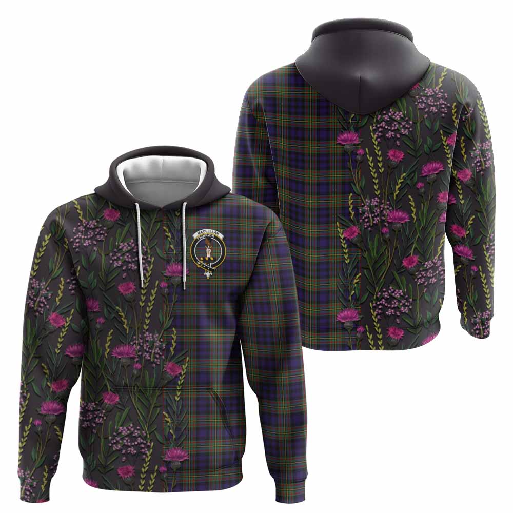 MacLellan (McLellan) Family Crest Tartan Hoodie Scottish Thistle Flower Pattern Half Style - Tartan Vibes Clothing