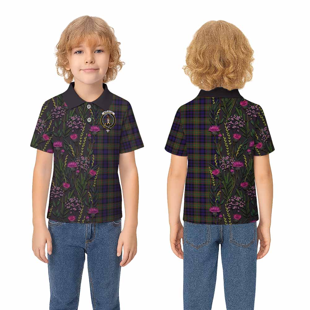 MacLellan (McLellan) Family Crest Tartan Kid Polo Shirt Scottish Thistle Flower Pattern Half Style - Tartan Vibes Clothing