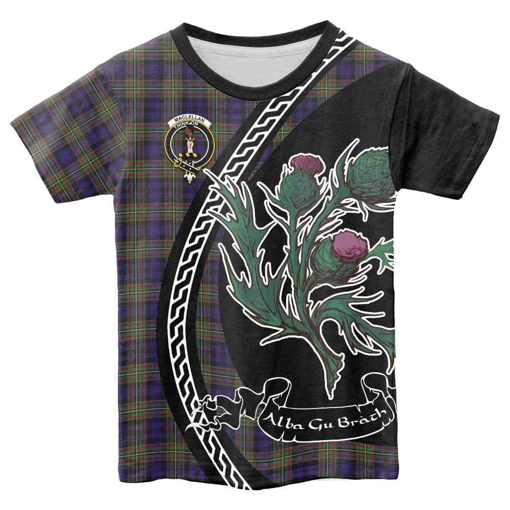 MacLellan (McLellan) Family Crest Tartan Kid T-shirt Alba Thistle Inspired - Tartan Vibes Clothing