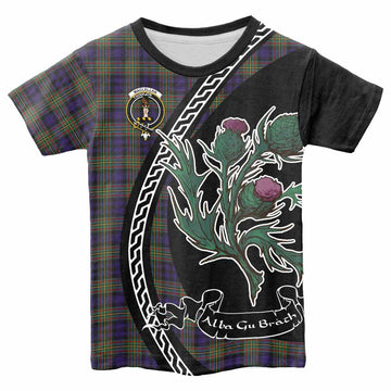 MacLellan (McLellan) Family Crest Tartan Kid T-shirt Alba Thistle Inspired