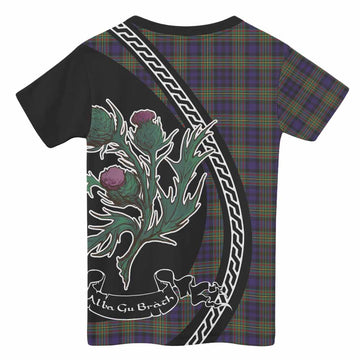 MacLellan (McLellan) Family Crest Tartan Kid T-shirt Alba Thistle Inspired