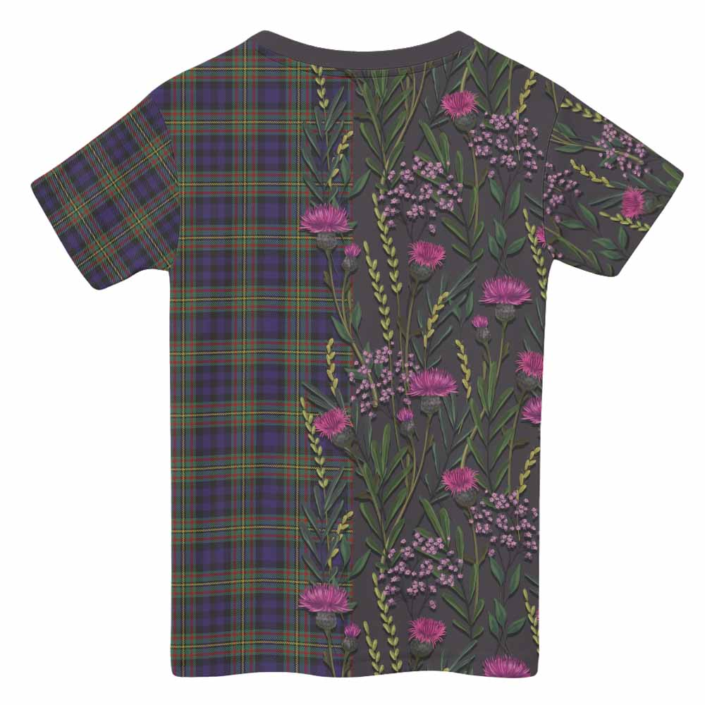 MacLellan (McLellan) Family Crest Tartan Kid T-shirt Scottish Thistle Flower Pattern Half Style - Tartan Vibes Clothing