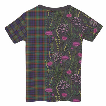 MacLellan (McLellan) Family Crest Tartan Kid T-shirt Scottish Thistle Flower Pattern Half Style