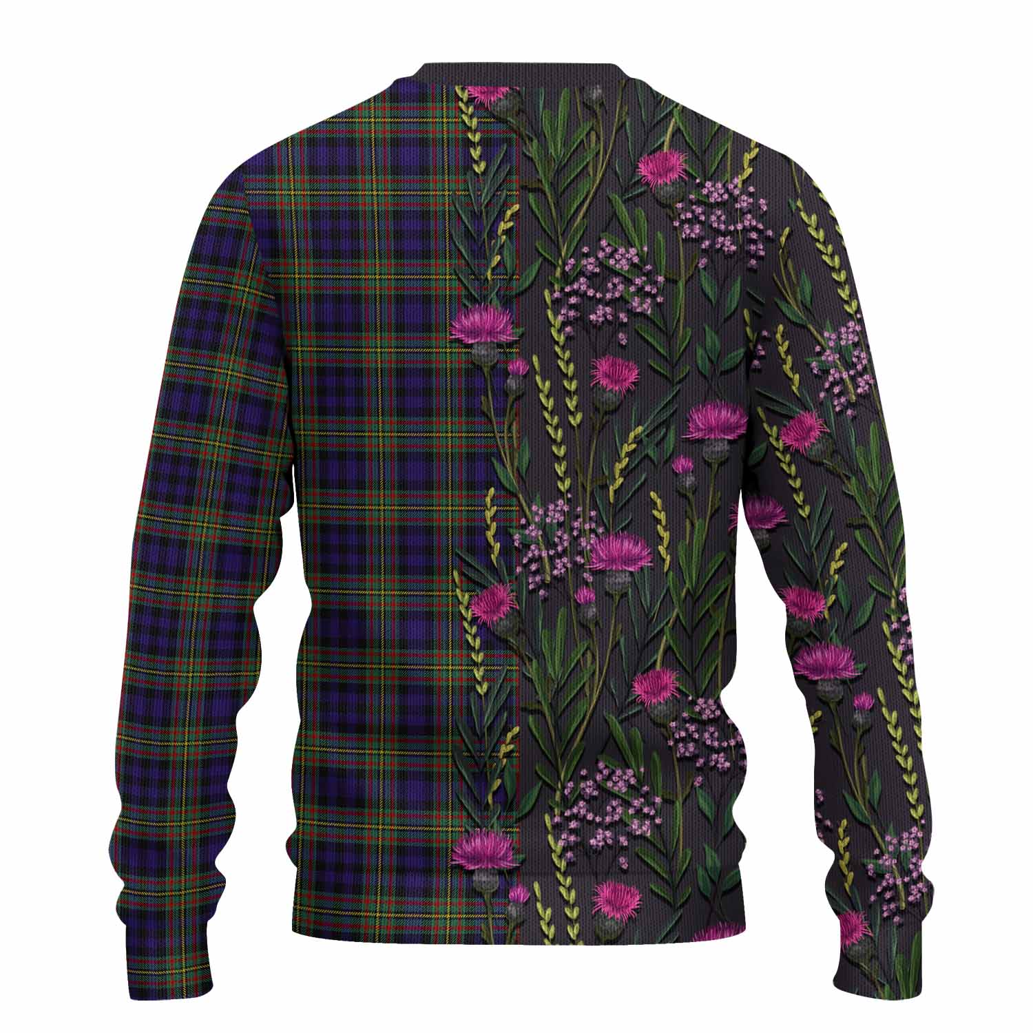 MacLellan (McLellan) Family Crest Tartan Knitted Sweater Scottish Thistle Flower Pattern Half Style - Tartan Vibes Clothing