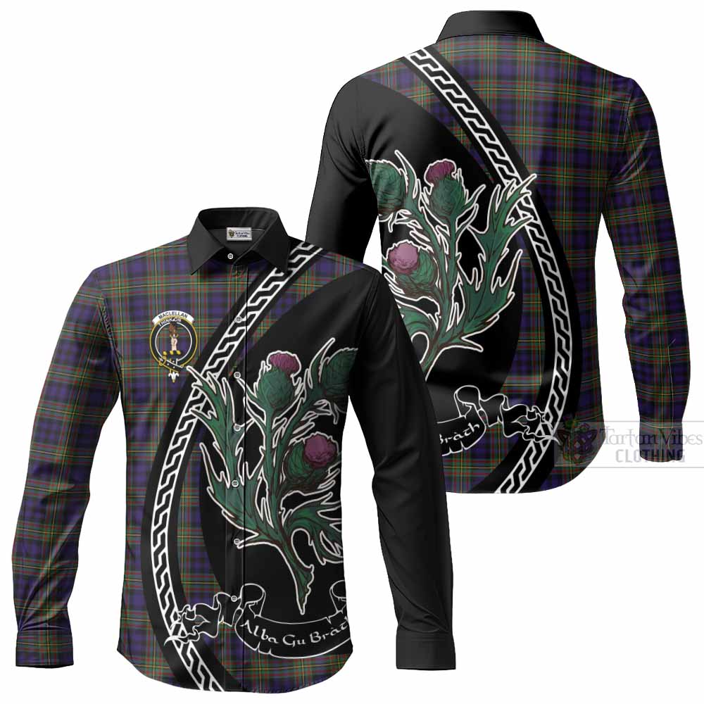 MacLellan (McLellan) Family Crest Tartan Long Sleeve Button Shirts Alba Thistle Inspired - Tartan Vibes Clothing