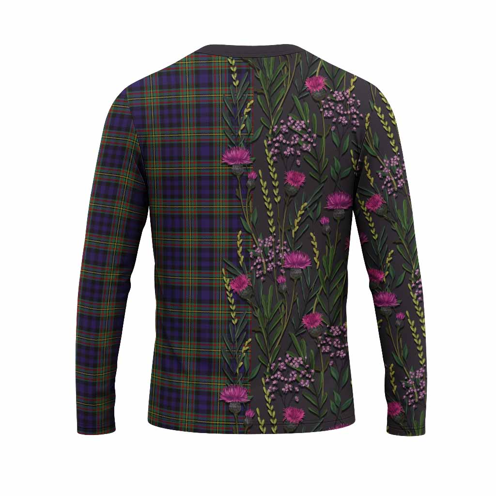 MacLellan (McLellan) Family Crest Tartan Long Sleeve T-Shirt Scottish Thistle Flower Pattern Half Style - Tartan Vibes Clothing