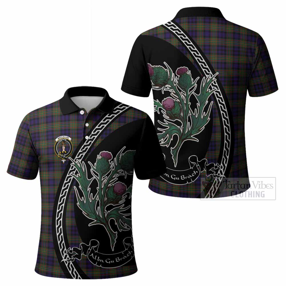 MacLellan (McLellan) Family Crest Tartan Polo Shirt Alba Thistle Inspired - Tartan Vibes Clothing