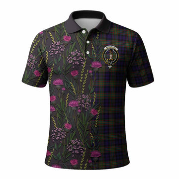 MacLellan (McLellan) Family Crest Tartan Polo Shirt Scottish Thistle Flower Pattern Half Style