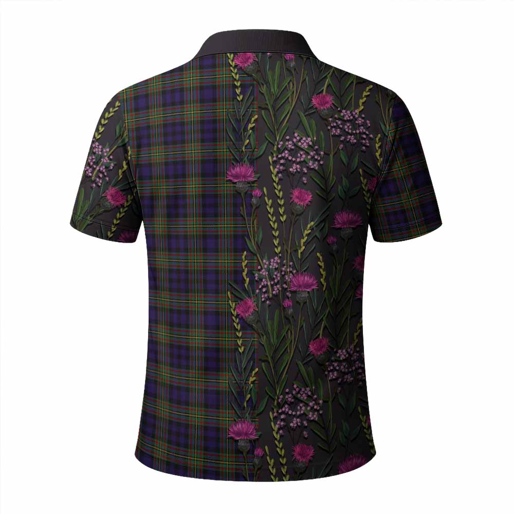 MacLellan (McLellan) Family Crest Tartan Polo Shirt Scottish Thistle Flower Pattern Half Style - Tartan Vibes Clothing