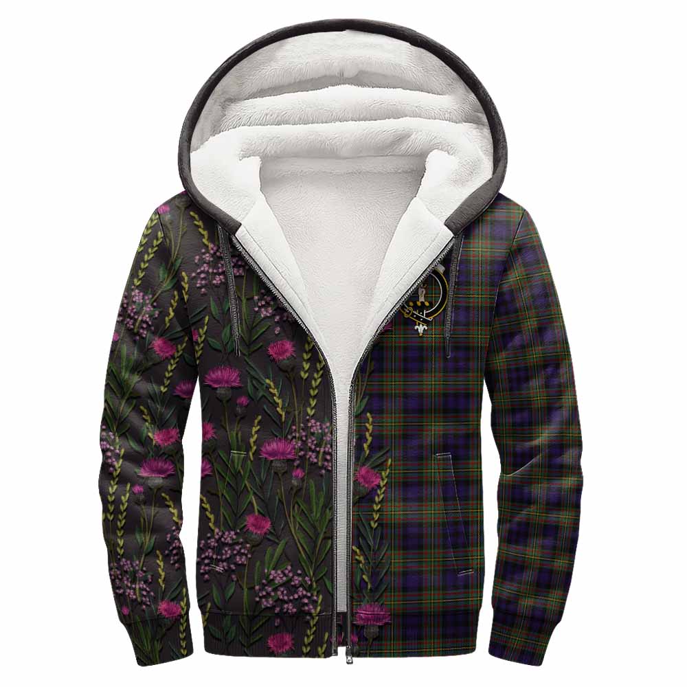 MacLellan (McLellan) Family Crest Tartan Sherpa Hoodie Scottish Thistle Flower Pattern Half Style - Tartan Vibes Clothing