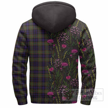 MacLellan (McLellan) Family Crest Tartan Sherpa Hoodie Scottish Thistle Flower Pattern Half Style