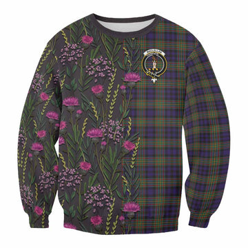 MacLellan (McLellan) Family Crest Tartan Sweatshirt Scottish Thistle Flower Pattern Half Style