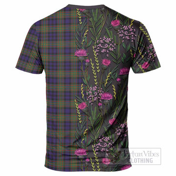MacLellan (McLellan) Family Crest Tartan T-Shirt Scottish Thistle Flower Pattern Half Style