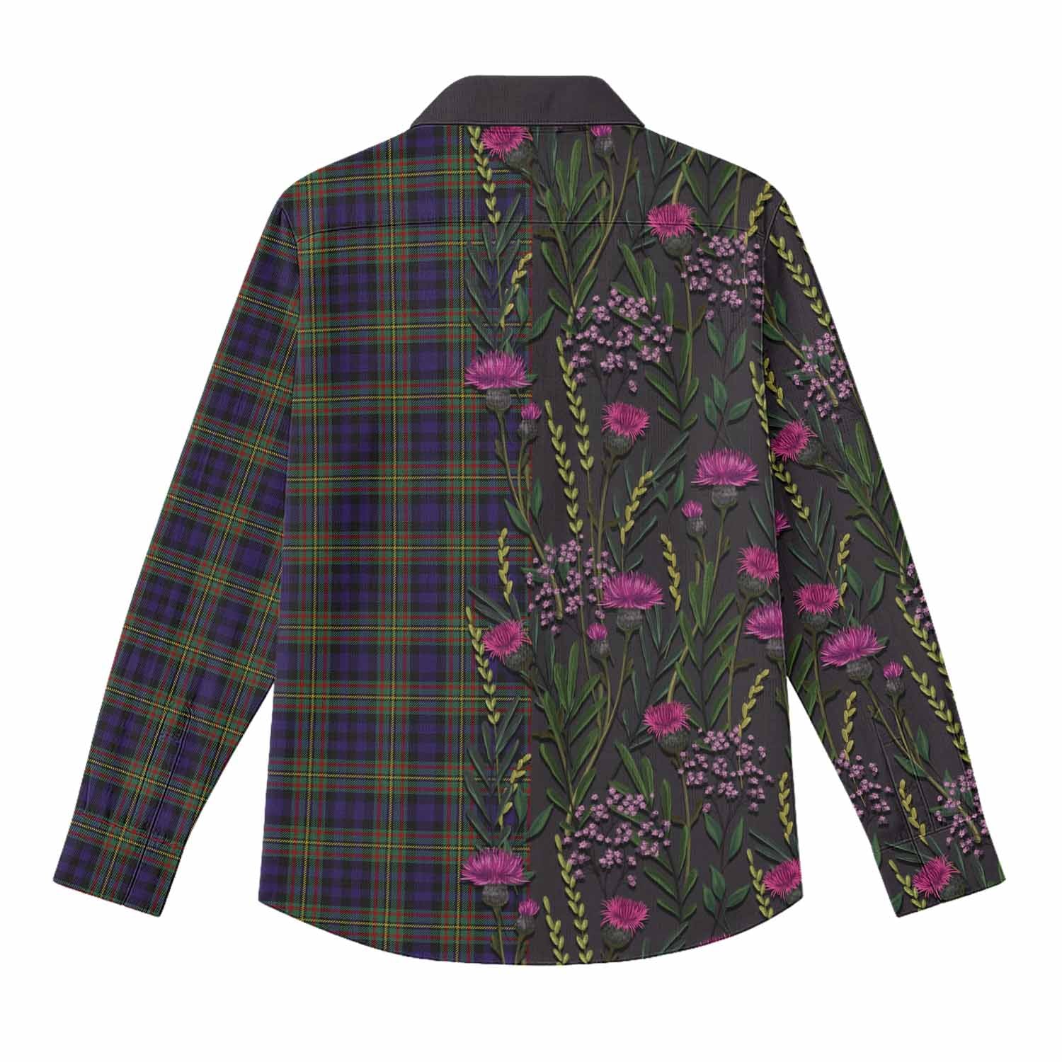 MacLellan (McLellan) Family Crest Tartan Women Casual Shirt Scottish Thistle Flower Pattern Half Style - Tartan Vibes Clothing