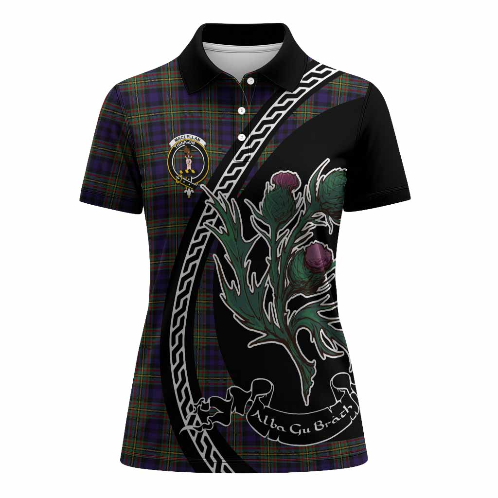 MacLellan (McLellan) Family Crest Tartan Women Polo Shirt Alba Thistle Inspired - Tartan Vibes Clothing