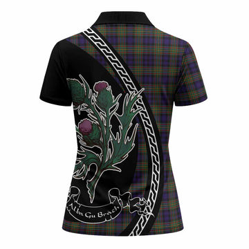 MacLellan (McLellan) Family Crest Tartan Women Polo Shirt Alba Thistle Inspired