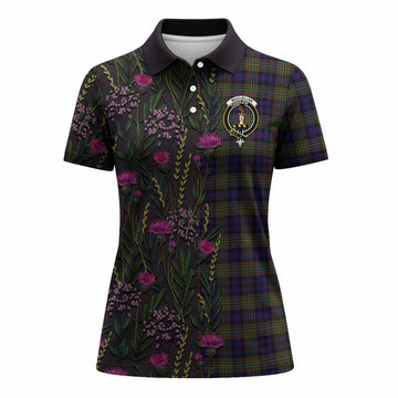 MacLellan (McLellan) Family Crest Tartan Women Polo Shirt Scottish Thistle Flower Pattern Half Style