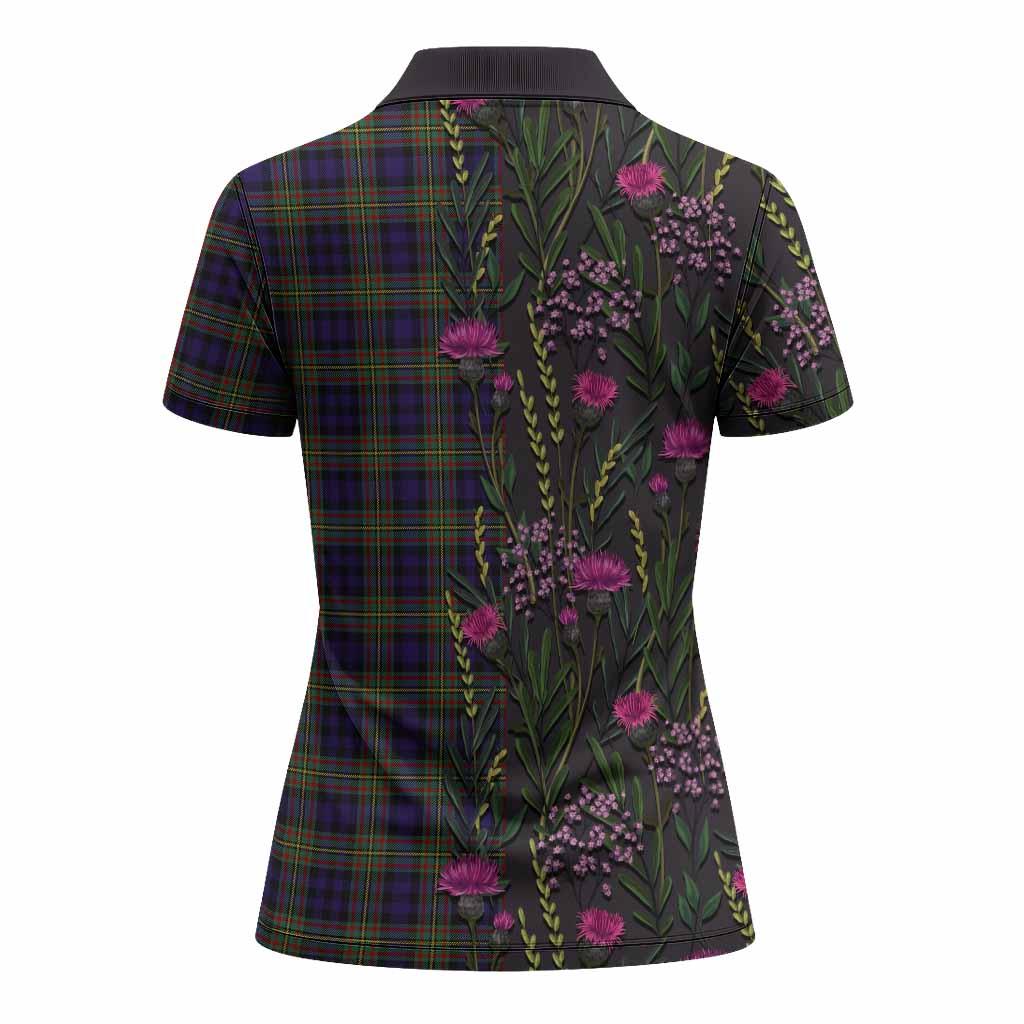 MacLellan (McLellan) Family Crest Tartan Women Polo Shirt Scottish Thistle Flower Pattern Half Style - Tartan Vibes Clothing