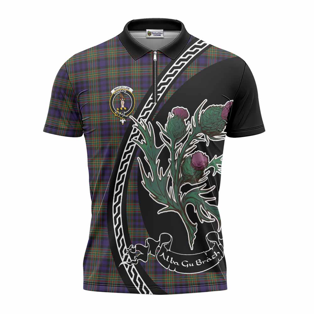 MacLellan (McLellan) Family Crest Tartan Zipper Polo Shirt Alba Thistle Inspired - Tartan Vibes Clothing