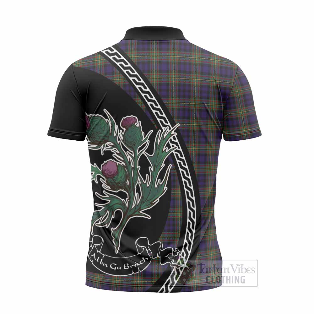 MacLellan (McLellan) Family Crest Tartan Zipper Polo Shirt Alba Thistle Inspired - Tartan Vibes Clothing